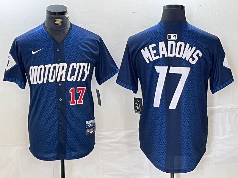 Men Detroit Tigers #17 Meadows Blue City Edition Nike 2024 MLB Jersey style 2